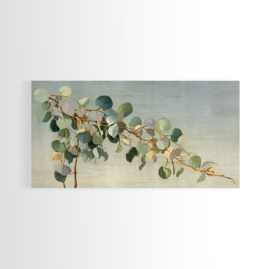 Eucalyptus Stems in Soft Sage Tones Framed Canvas Print, Botanical Art, Abstract Art, Living Room Decor, Fine Art, Botanic, BOT-2x1-55