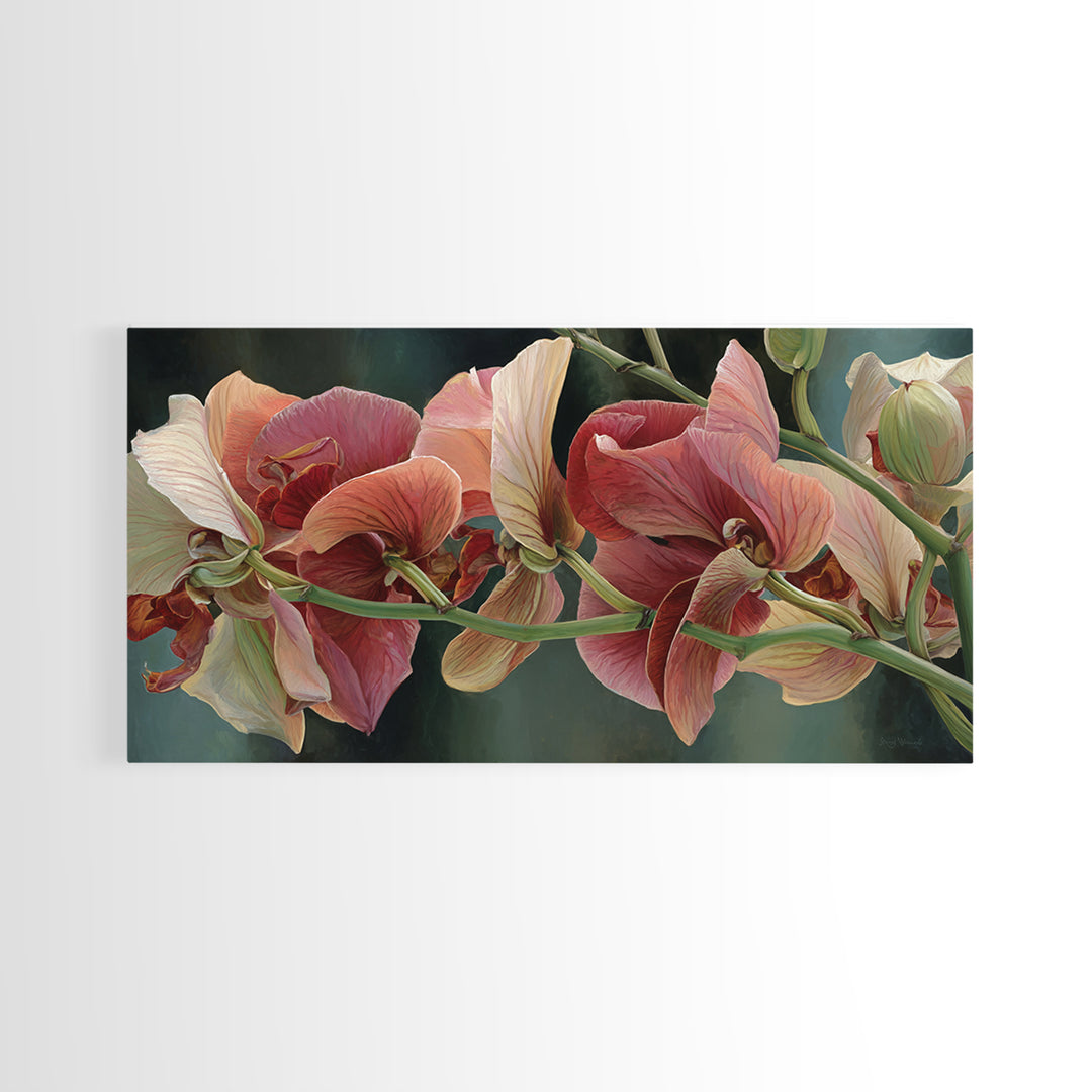 Orchid Stem with Elegant Negative Space Framed Canvas Print, Botanical Art, Art Print, Living Room Decor, Fine Art, Botanic, BOT-2x1-56