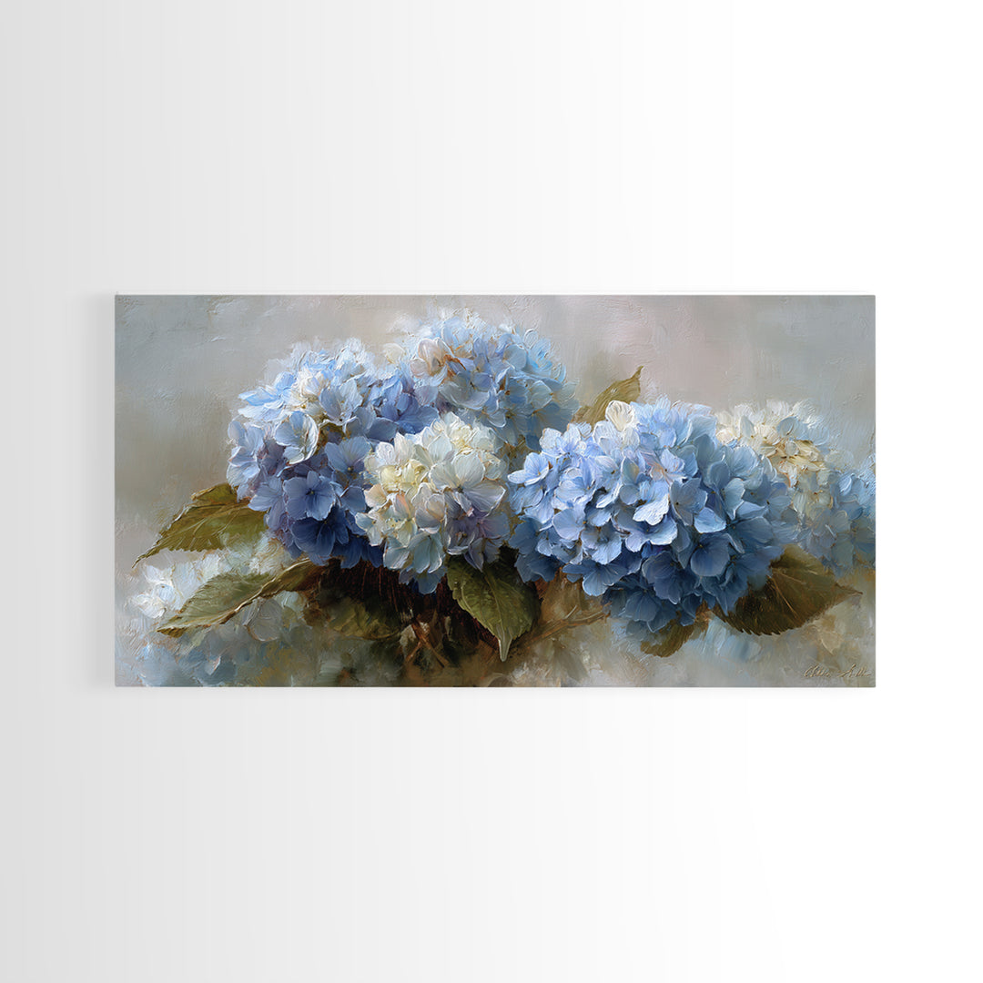 Blue Hydrangea Cluster Canvas Print, Botanical Art, Wall Art, Living Room Decor, Watercolor Art, Botanic, Digital Wall Art, BOT-2x1-62