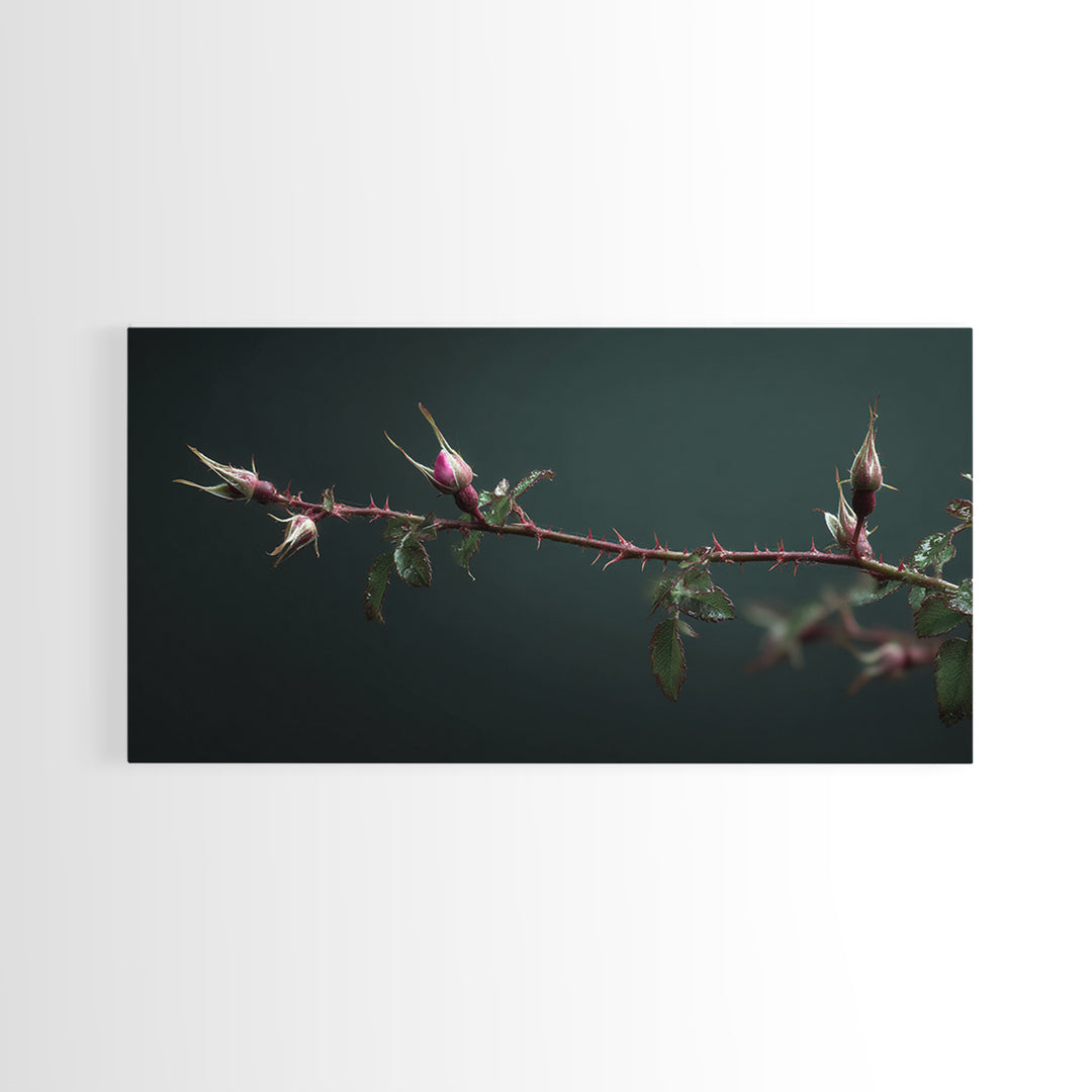 Wild Rose Branch Canvas Print, Botanical Art, Home Decor, Living Room Decor, Fine Art, Botanic, Original Art, Art Nouveau, BOT-2x1-66