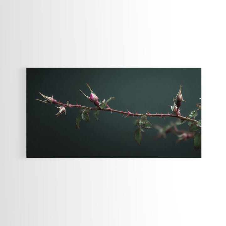 Wild Rose Branch Canvas Print, Botanical Art, Home Decor, Living Room Decor, Fine Art, Botanic, Original Art, Art Nouveau, BOT-2x1-66