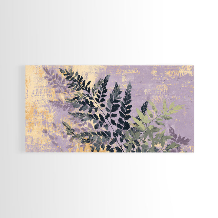 Fern Shadow Pattern on Plaster Surface Framed Canvas Print, Botanical Art, Gallery Decor, Living Room Decor, Fine Art, Botanic, BOT-2x1-67