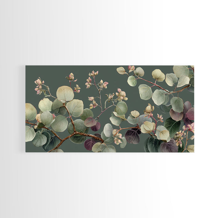 Eucalyptus Stems in Soft Sage Tones Framed Canvas Print, Botanical Art, Print, Living Room Decor, Watercolor Art, Botanic, BOT-2x1-7