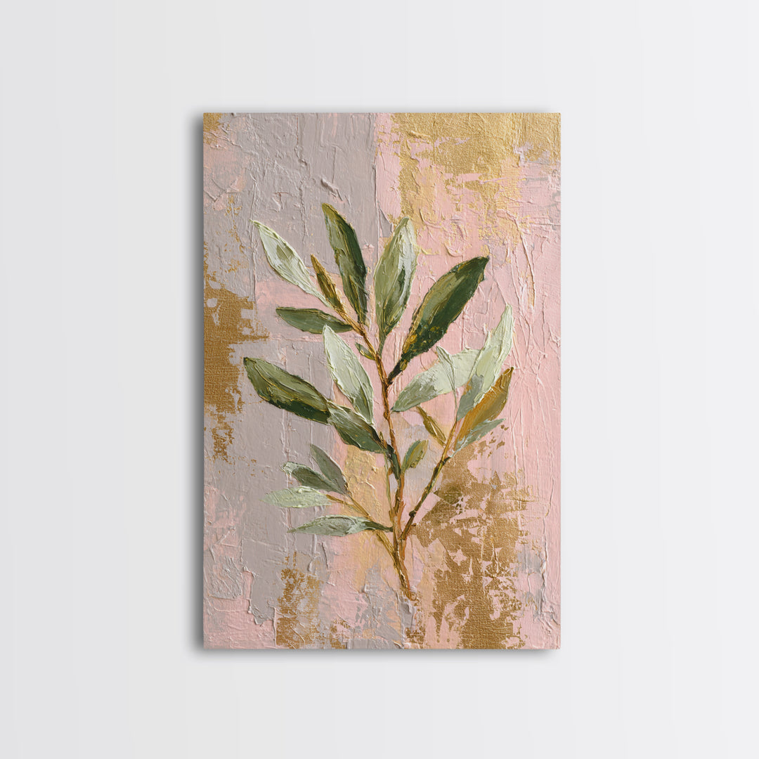 Single Olive Branch Canvas Print, Botanical Art, Minimalist Decor, Living Room Decor, Oil Painting, Botanic, Home Gift, BOT-2x3-15