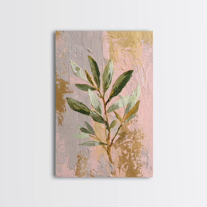 Single Olive Branch Canvas Print, Botanical Art, Minimalist Decor, Living Room Decor, Oil Painting, Botanic, Home Gift, BOT-2x3-15