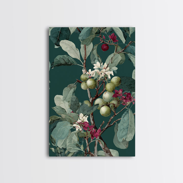 Fig Branch with Fruit and Broad Leaves Canvas Print, Botanical Art, Art Print, Living Room Decor, Fine Art, Botanic, BOT-2x3-23