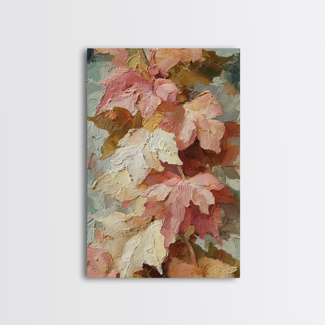 Autumn Leaves Specimen Collection Framed Canvas Print, Botanical Art, Whimsical Decor, Living Room Decor, Oil Painting, Botanic, BOT-2x3-28