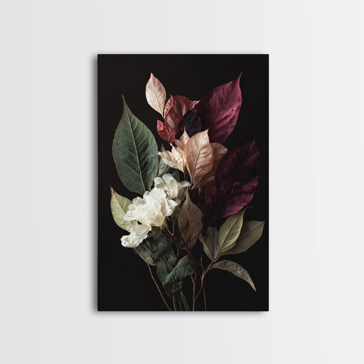 Autumn Leaves Specimen Collection Framed Canvas Print, Botanical Art, Living Room Decor, Watercolor Art, Botanic, BOT-2x3-4