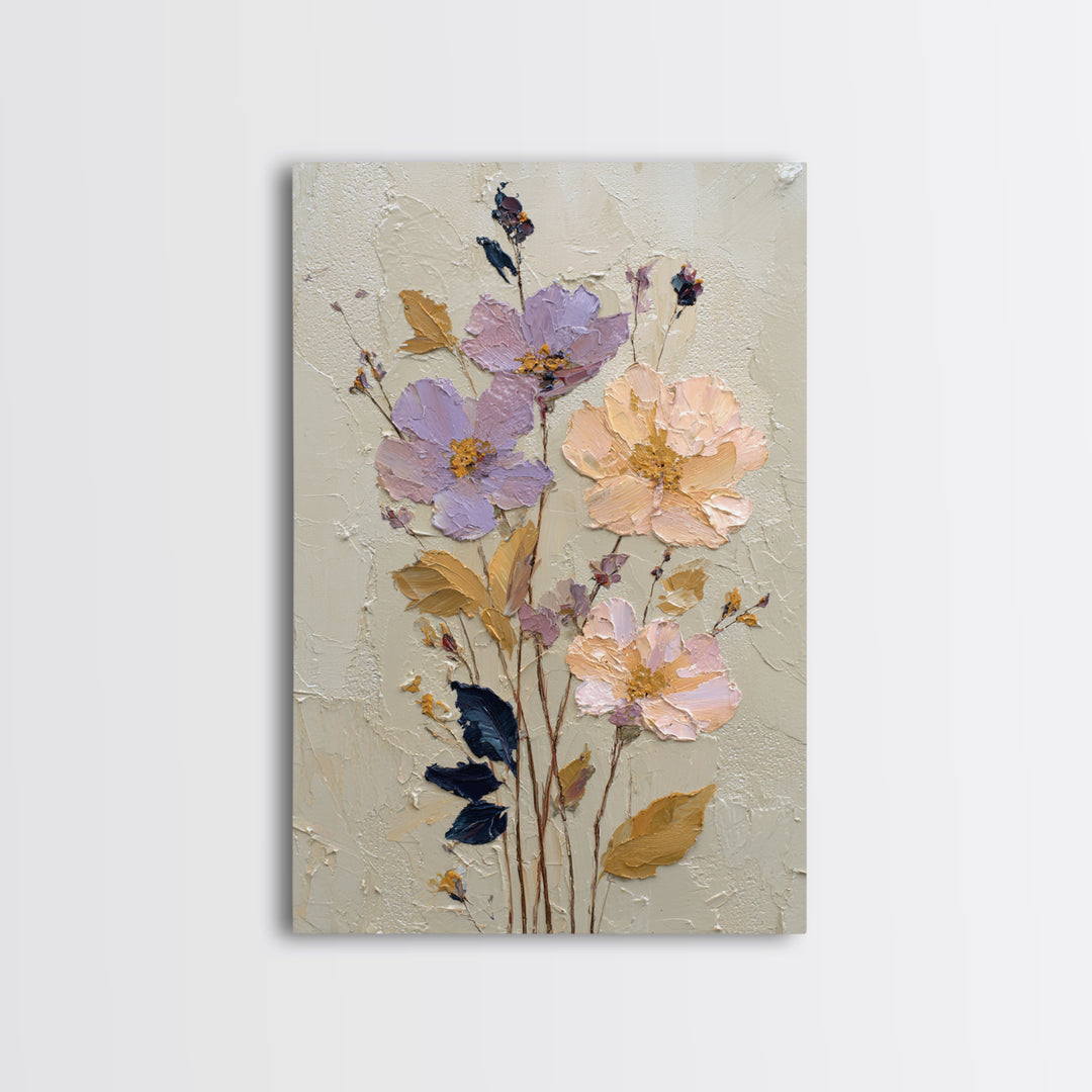 Delicate Wildflower Study Framed Canvas Print, Botanical Art, Art Nouveau, Living Room Decor, Watercolor Art, Botanic, BOT-2x3-59