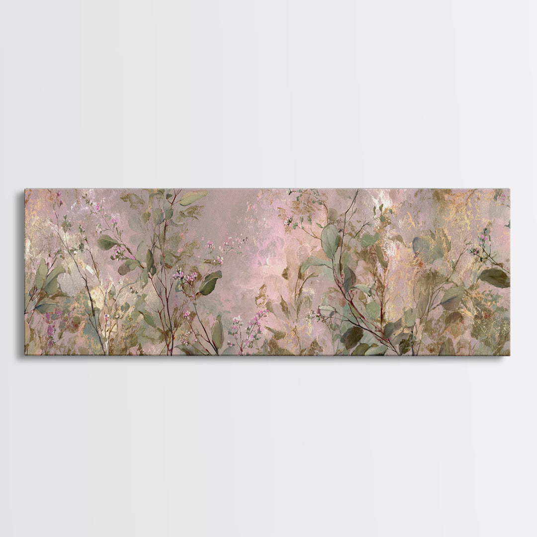 Eucalyptus Stems in Soft Sage Tones Framed Canvas Print, Botanical Art, Textured Painting, Living Room Decor, Fine Art, Botanic, BOT-3x1-27