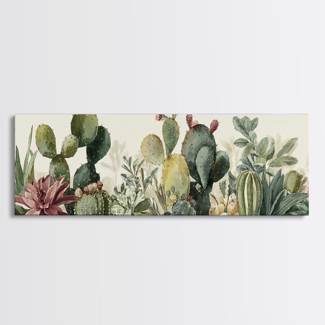 Cactus Botanical Plate Canvas Print, Botanical Art, Living Room Decor, Fine Art, Botanic, Fine Art Print, Statement Artwork, BOT-3x1-29
