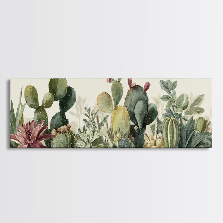 Cactus Botanical Plate Canvas Print, Botanical Art, Living Room Decor, Fine Art, Botanic, Fine Art Print, Statement Artwork, BOT-3x1-29