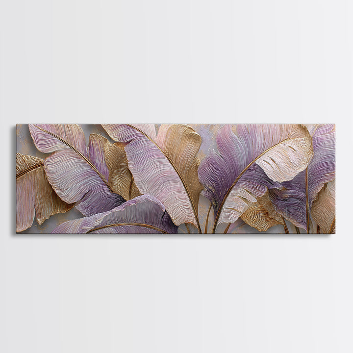 Tropical Banana Leaf Painted Canvas Print, Botanical Art, Textured Painting, Living Room Decor, Fine Art, Botanic, BOT-3x1-96