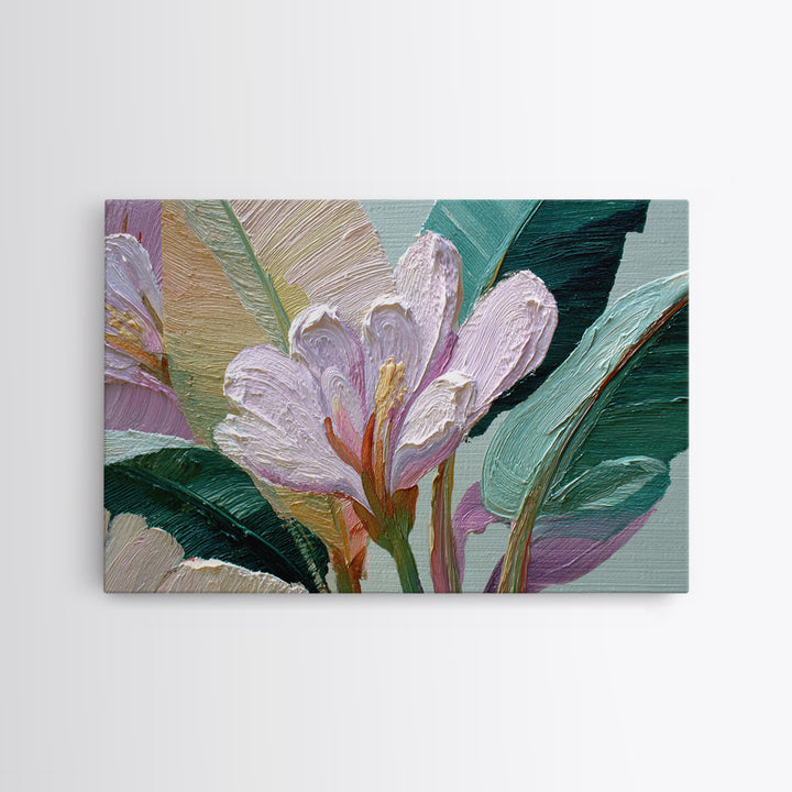 Tropical Banana Leaf Painted Canvas Print, Botanical Art, Whimsical Decor, Living Room Decor, Oil Painting, Botanic, BOT-3x2-12