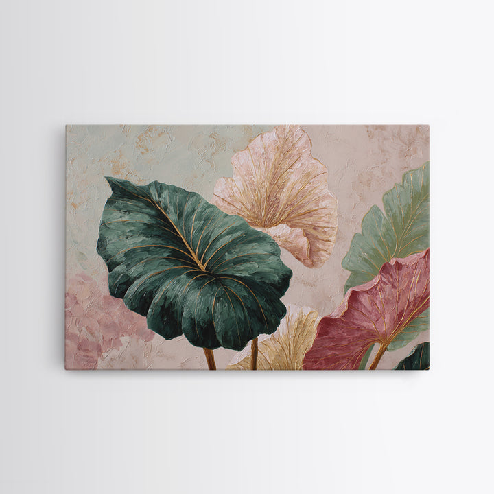Oversized Monstera Leaf Canvas Print, Botanical Art, Whimsical Decor, Living Room Decor, Oil Painting, Botanic, BOT-3x2-54