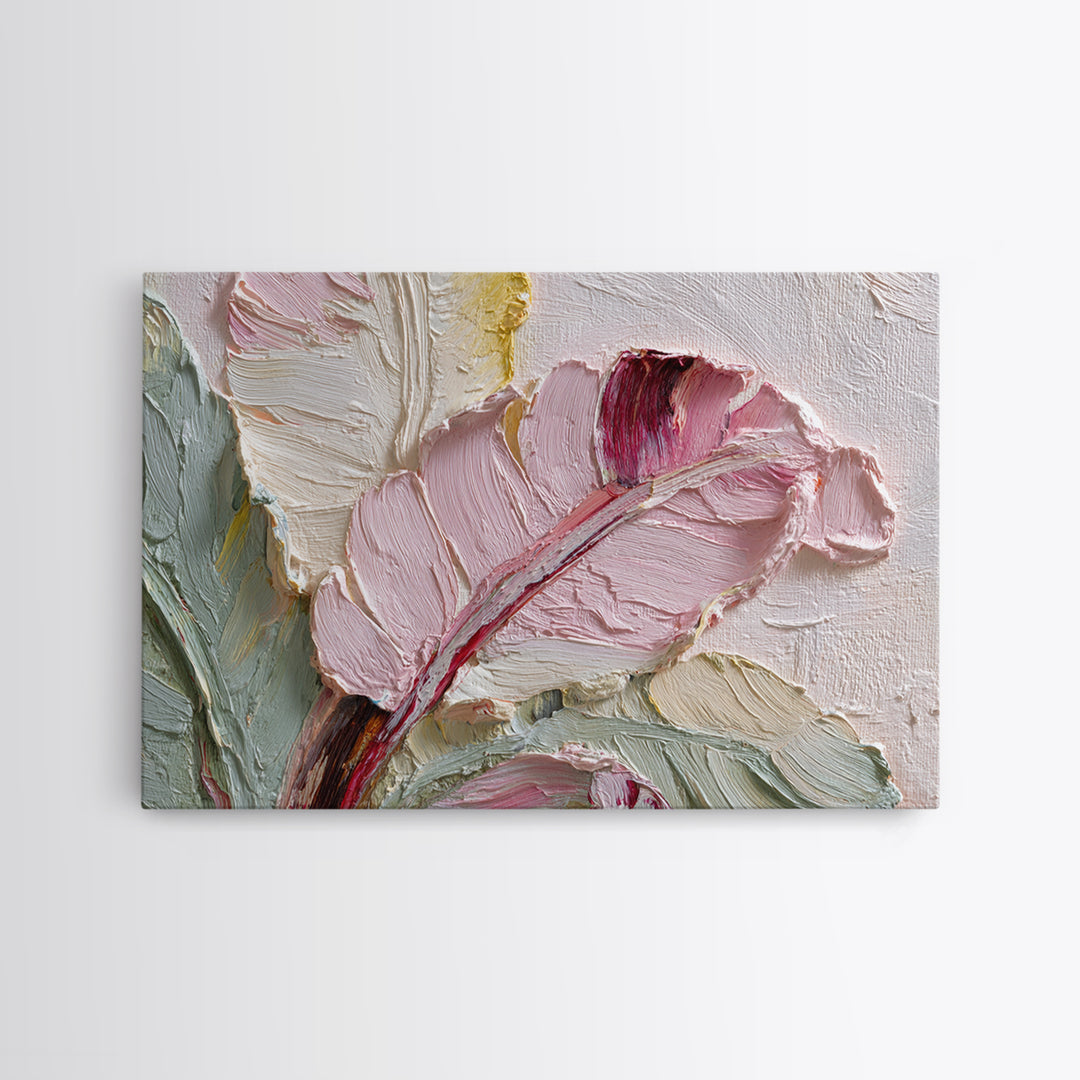 Tropical Banana Leaf Painted Framed Canvas Print, Botanical Art, Textured Painting, Living Room Decor, Fine Art, Botanic, BOT-3x2-60