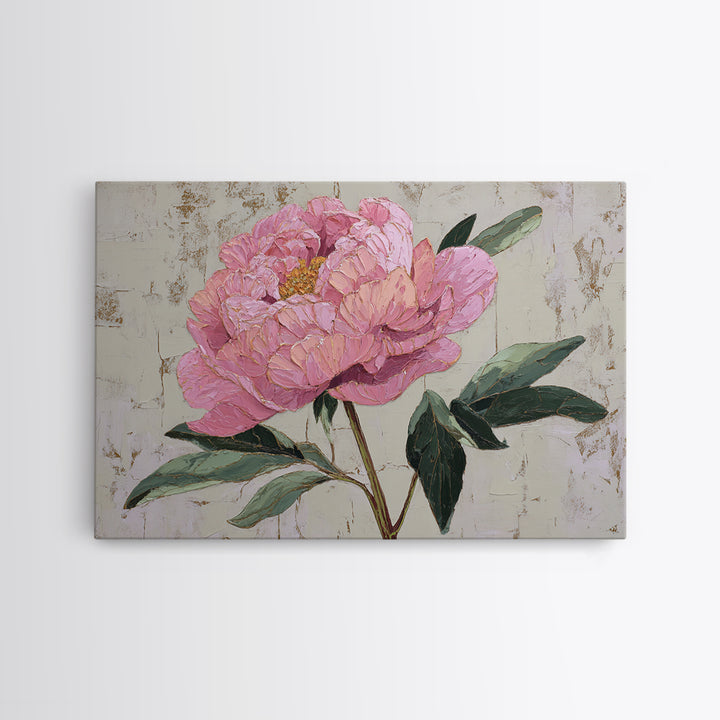 Peony Bloom with Layered Romantic Petals Canvas Print, Botanical Art, Digital Print, Living Room Decor, Watercolor Art, Botanic, BOT-3x2-62