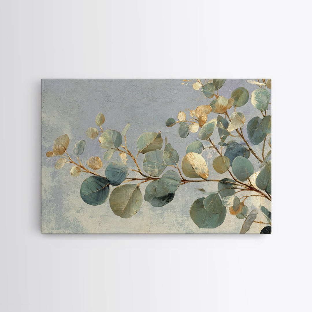 Eucalyptus Stems in Soft Sage Tones Framed Canvas Print, Botanical Art, Poster, Living Room Decor, Fine Art, Botanic, BOT-3x2-87