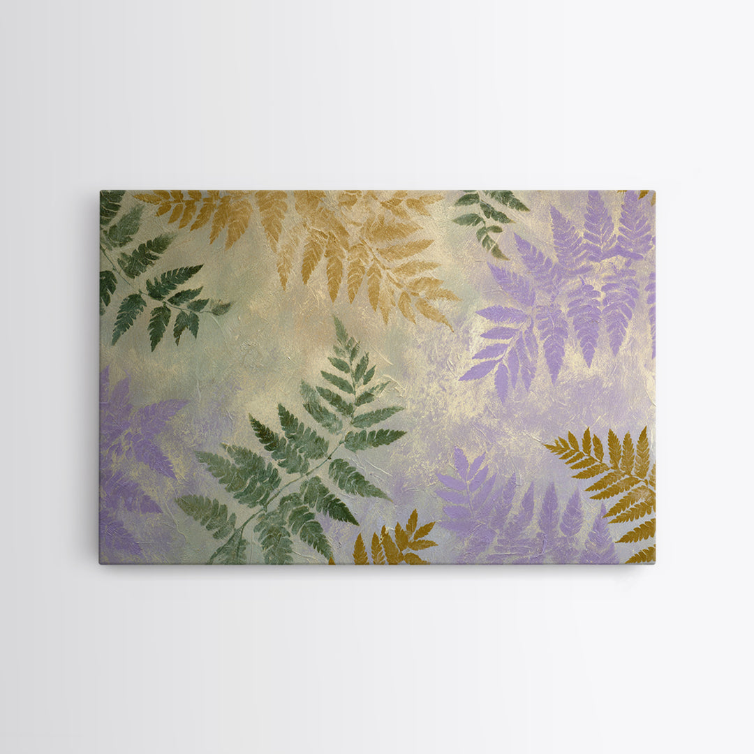 Fern Shadow Pattern on Plaster Surface Framed Canvas Print, Botanical Art, Home Gift, Living Room Decor, Fine Art, Botanic, BOT-3x2-99