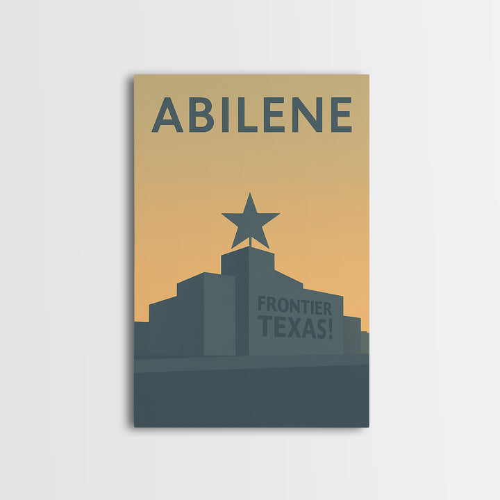 Abilene Travel Poster, Framed Canvas Print, Minimalist Retro Wall Art, Abilene Travel Art, City Illustration, Vintage City Art