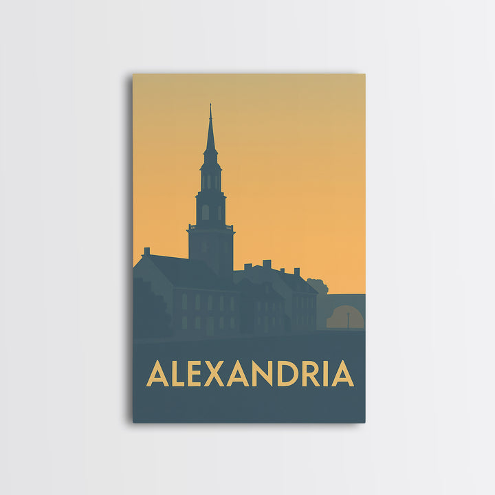 Alexandria Travel Poster, Canvas Print, Sunset Skyline Wall Art, Alexandria City Art, Travel Wall Decor, City Art Print, Home Office Decor