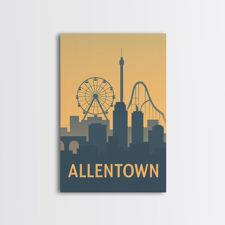 Allentown Pennsylvania Travel Poster, Canvas Print, City Poster Art, Allentown Poster Print, Skyline Art, Travel Poster Set, Poster Art