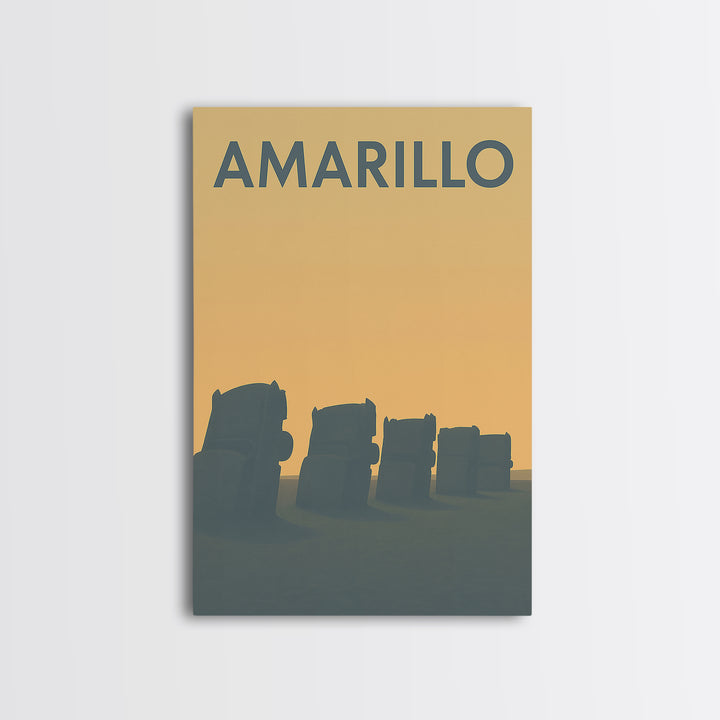 Amarillo Travel Poster, Framed Canvas Print, Mid Century Travel Art, Amarillo Wall Art, Travel Poster Set, Travel Wall Decor, Home Decor