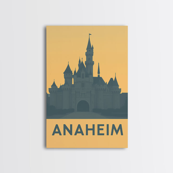 Anaheim Travel Poster, Framed Canvas Print, Mid Century Travel Art, Anaheim Art Print, Travel Art Print, City Illustration, Vintage Print