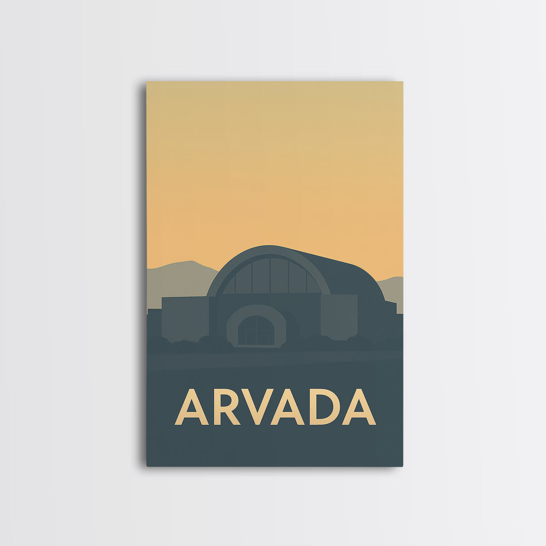 Arvada Colorado Travel Poster, Framed Canvas Print, Mid Century Travel Art, Arvada City Art, Mid Century Wall Art, Eclectic Wall Decor