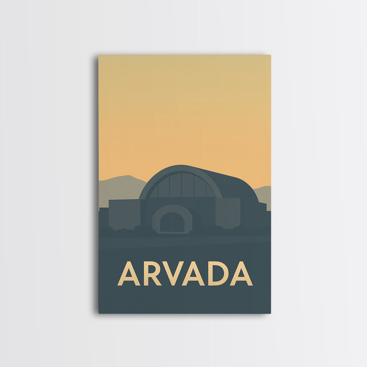 Arvada Colorado Travel Poster, Framed Canvas Print, Mid Century Travel Art, Arvada City Art, Mid Century Wall Art, Eclectic Wall Decor