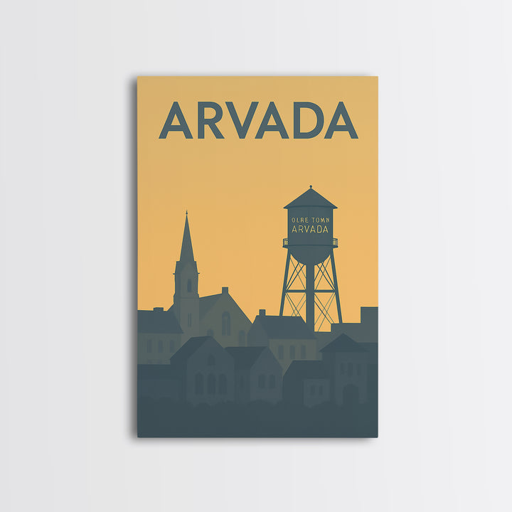 Arvada Travel Poster, Framed Canvas Print, Vintage City Poster Art, Arvada Art Print, Mid Century Wall Art, Retro Travel Print
