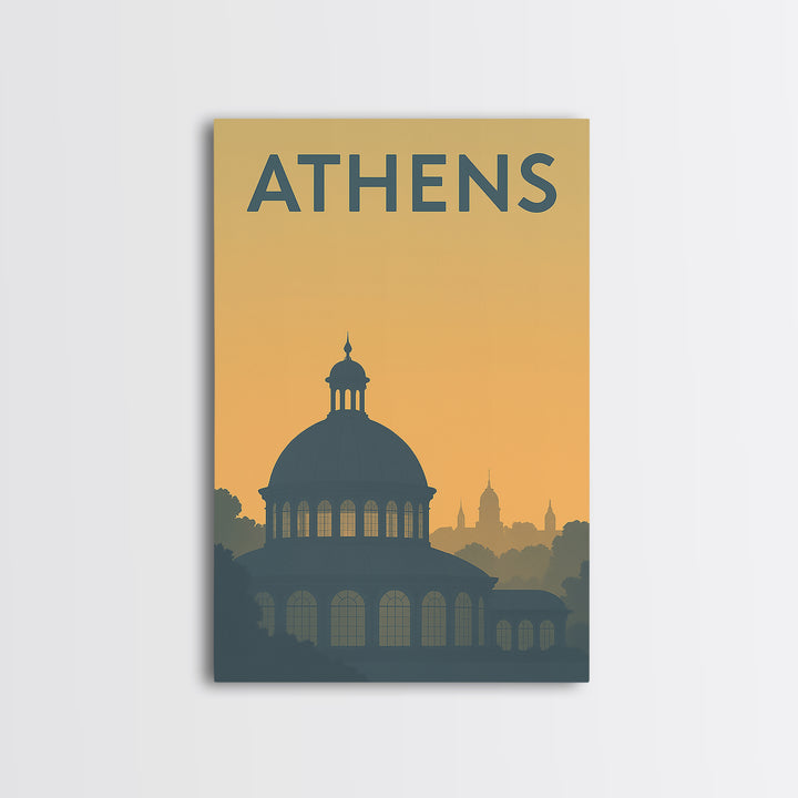 Athens Georgia Travel Poster, Canvas Print, Sunset Skyline Wall Art, Athens City Art, Wanderlust Decor, Travel Art Print, City Travel Prints