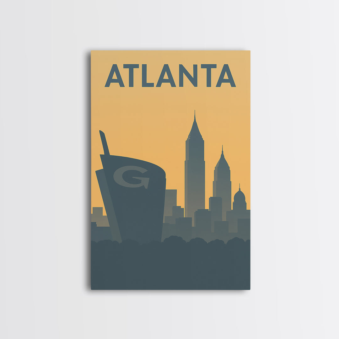 Atlanta Travel Poster, Canvas Print, Minimalist Retro Wall Art, Atlanta City Art, Retro Travel Print, Travel Wall Decor, Wanderlust Decor