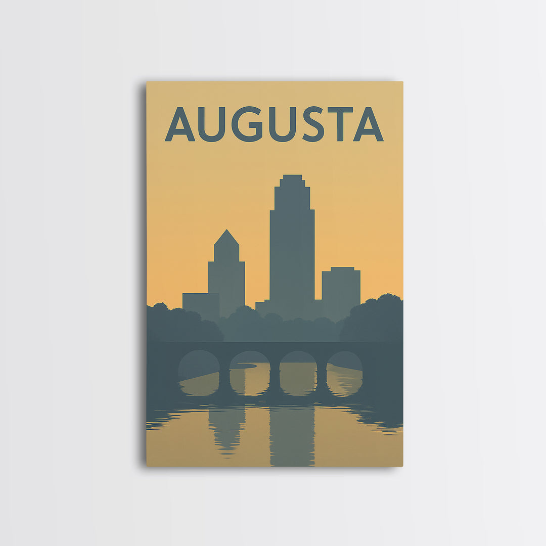 Augusta Georgia Travel Poster, Canvas Print, Mid Century Travel Art, Augusta City Art, City Travel Prints, City Illustration, Travel Print
