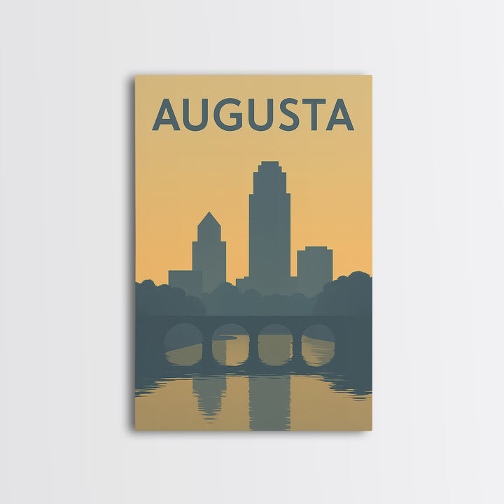 Augusta Georgia Travel Poster, Canvas Print, Mid Century Travel Art, Augusta City Art, City Travel Prints, City Illustration, Travel Print