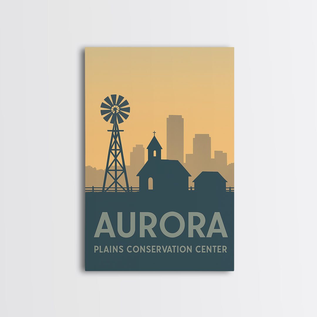 Aurora Travel Poster, Framed Canvas Print, Minimalist Retro Wall Art, Aurora Travel Art, Living Room Wall Art, Eclectic Wall Decor