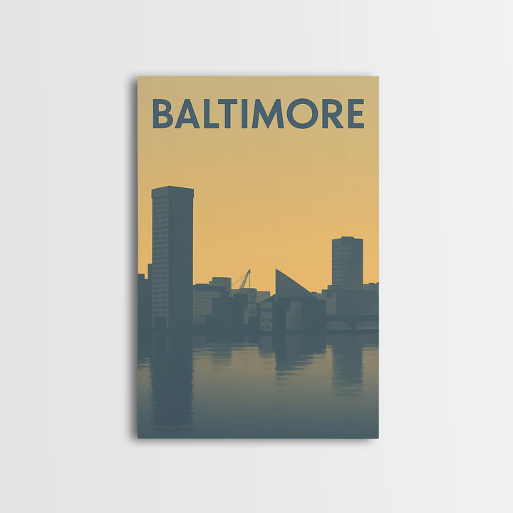 Baltimore Travel Poster, Canvas Print, Sunset Skyline Wall Art, Baltimore Travel Art, Fine Art Print, Vintage Travel Art, City Art Print