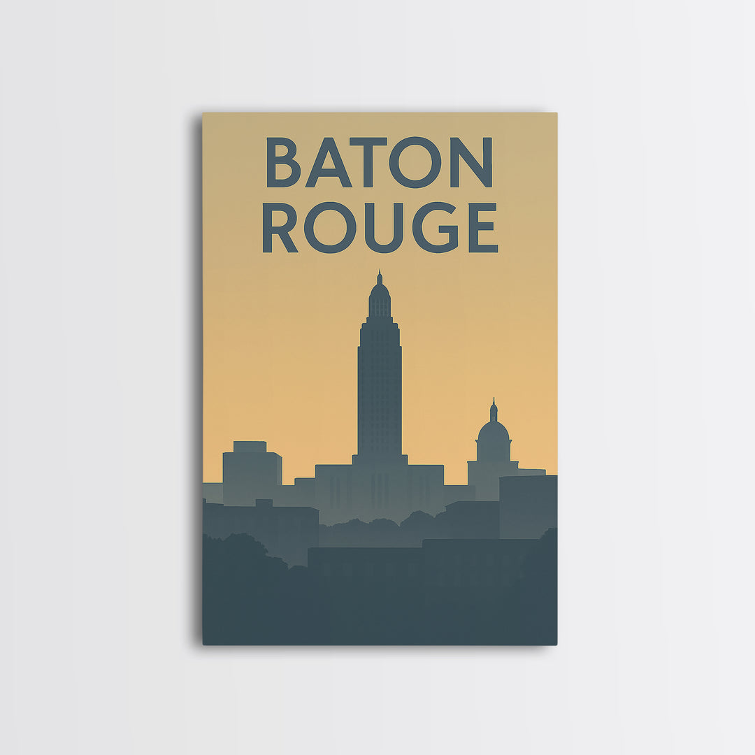 Baton Rouge Louisiana Travel Poster, Canvas Print, Retro Wall Art, Baton Rouge Art Print, Fine Art Print, Travel Wall Art, Poster Art