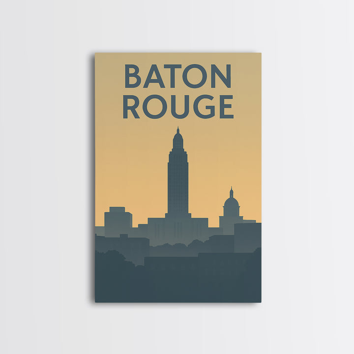 Baton Rouge Louisiana Travel Poster, Canvas Print, Retro Wall Art, Baton Rouge Art Print, Fine Art Print, Travel Wall Art, Poster Art