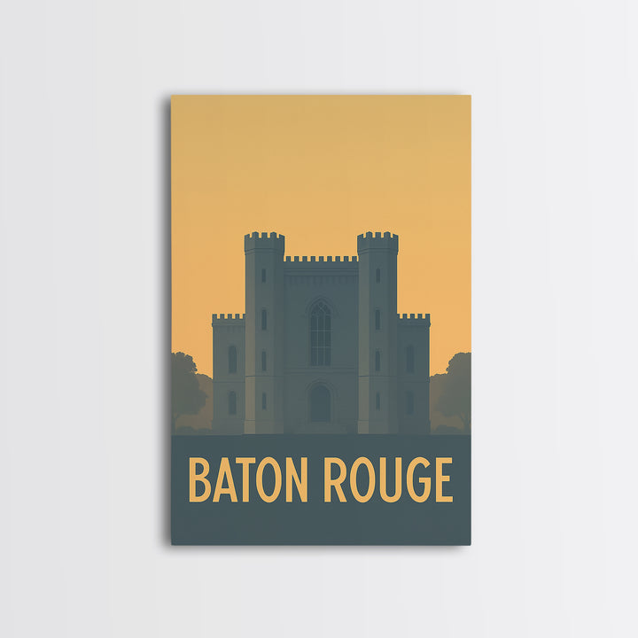 Baton Rouge Travel Poster, Canvas Print, Minimalist Retro Wall Art, Baton Rouge Wall Art, Modern Wall Decor, Retro Travel Print