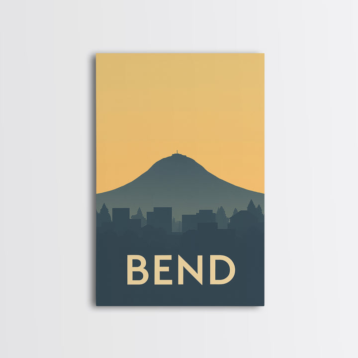 Bend Travel Poster, Framed Canvas Print, Vintage City Poster Art, Bend City Art, Retro Travel Print, City Art Print, Vintage City Art