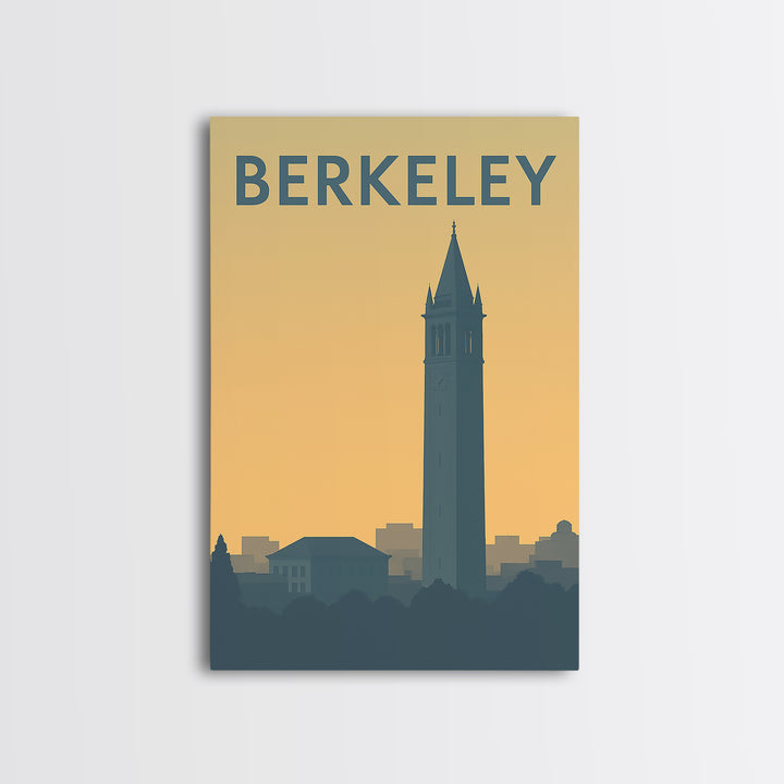 Berkeley California Travel Poster, Canvas Print, Sunset Skyline Wall Art, Berkeley Print, Travel Wall Art, Wall Decor, Travel Art Print