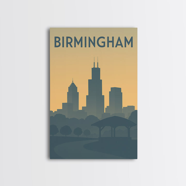 Birmingham Alabama Travel Poster, Canvas Print, Mid Century Travel Art, Birmingham Poster Print, Retro Travel Print, Travel Wall Art