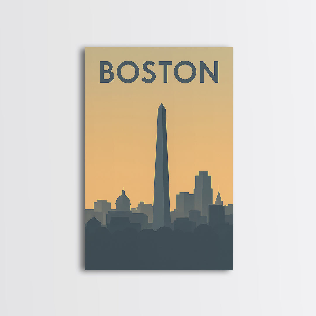 Boston Massachusetts Travel Poster, Canvas Print, Mid Century Travel Art, Boston Travel Art, Office Decor, Gift For Travelers, City Poster