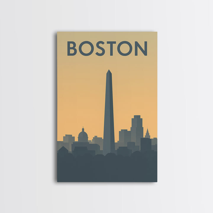Boston Massachusetts Travel Poster, Canvas Print, Mid Century Travel Art, Boston Travel Art, Office Decor, Gift For Travelers, City Poster