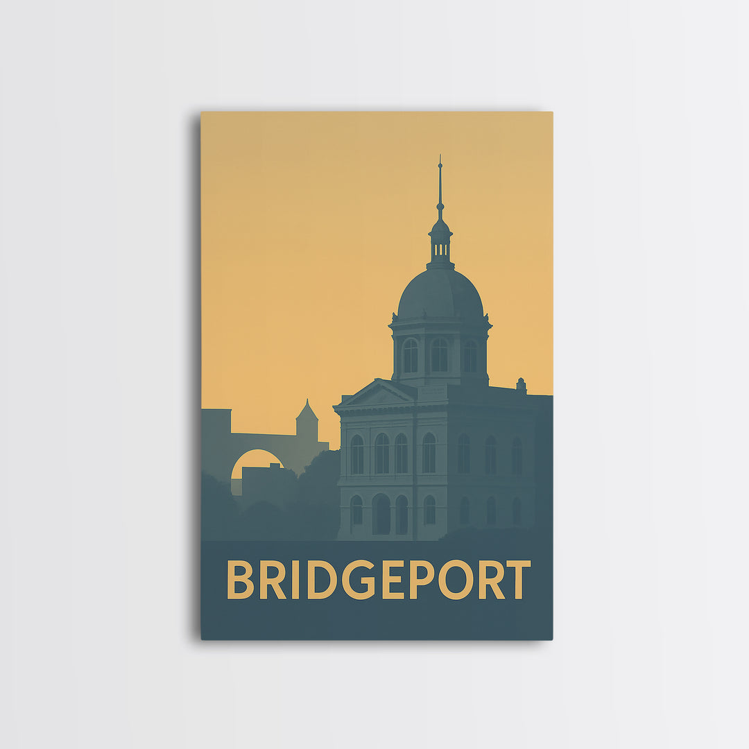 Bridgeport Connecticut Travel Poster, Canvas Print, Vintage City Poster Art, Bridgeport Travel Art, Wall Art, Vintage City Poster