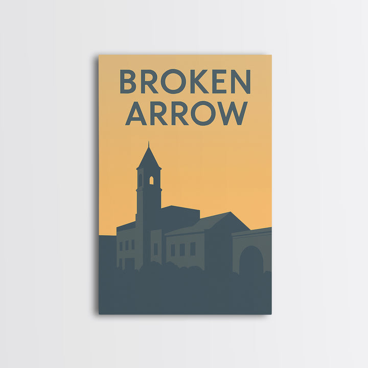 Broken Arrow Oklahoma Travel Poster, Canvas Print, Minimalist Retro Wall Art, Broken Arrow Art Print, Travel Poster Set, Vintage City Art