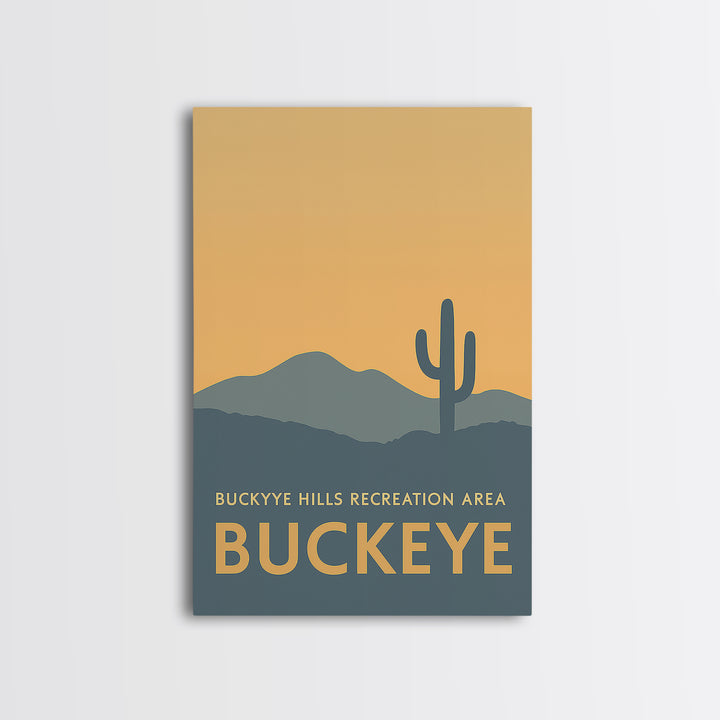 Buckeye Arizona Travel Poster, Framed Canvas Print, Mid Century Travel Art, Buckeye Art Print, Modern Wall Decor, Retro Travel Print
