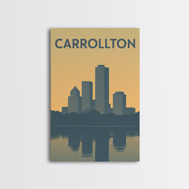 Carrollton Travel Poster, Canvas Print, Mid Century Travel Art, Carrollton Art Print, Mid Century Wall Art, Living Room Wall Art