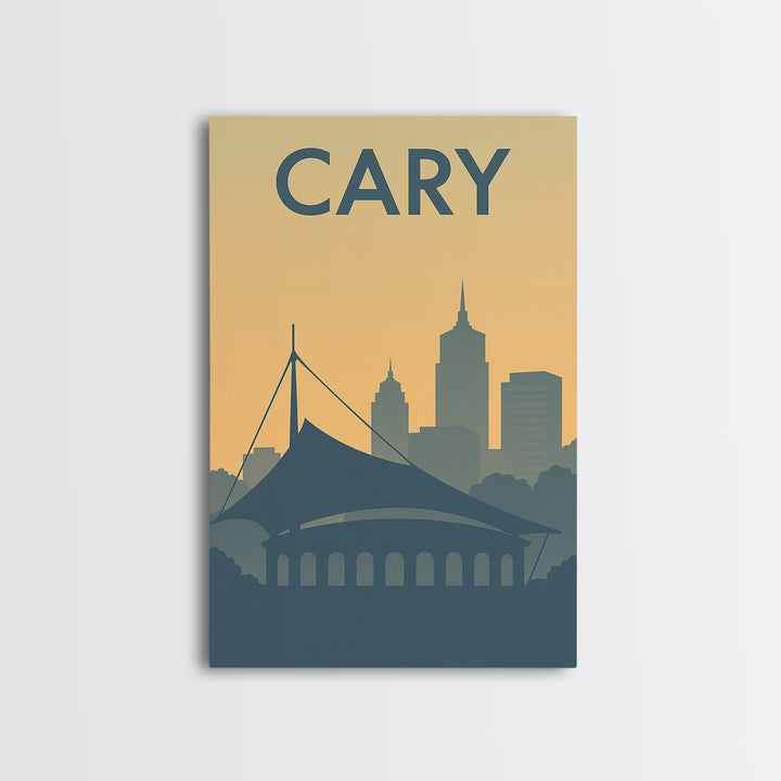 Cary Travel Poster, Canvas Print, Minimalist Retro Wall Art, Cary Art Print, City Travel Prints, Travel Poster Set, Travel Wall Decor